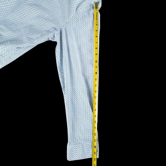 Thomas Sterling Flip Cuff Long Sleeve Button Up Shirt Blue Geometric Mens XL - Picture 6 of 8